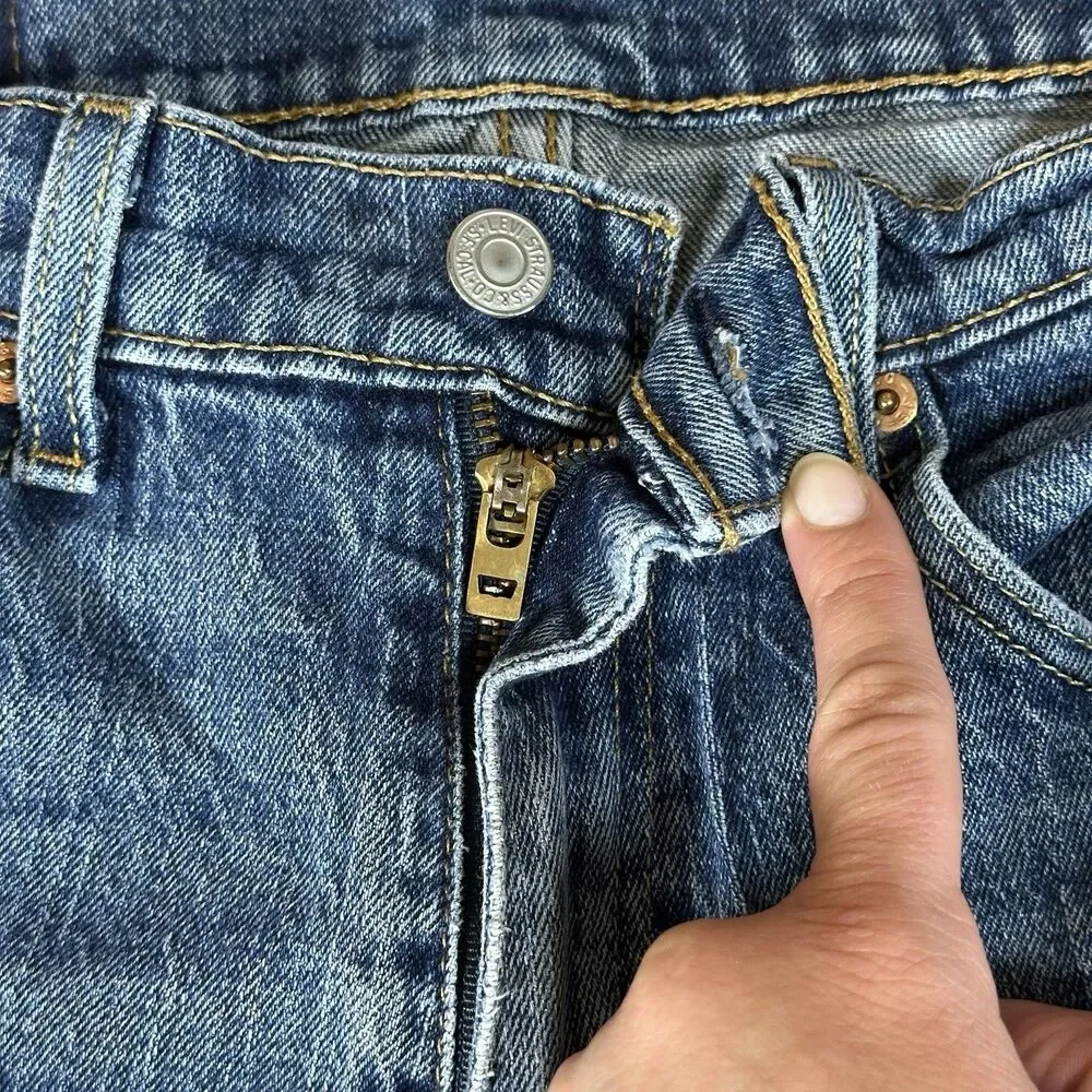 Levis 505 Jeans Mens 32x32 Blue Regular Straight Mid Rise Dark Wash Denim‎